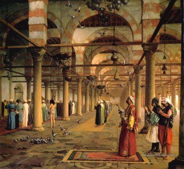 Religieuse œuvres - Prière publique dans la mosquée de Amr le Caire arabe Jean Leon gerome islamique